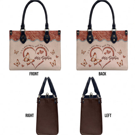 Personalized Teacher Leather Handbag Rose Gold Tiny Humans