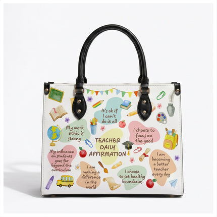 Teacher Leather Handbag Daily Affirmations Positive Quotes