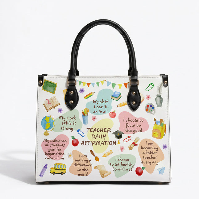 Teacher Leather Handbag Daily Affirmations Positive Quotes