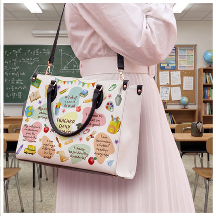 Teacher Leather Handbag Daily Affirmations Positive Quotes