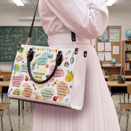 Teacher Leather Handbag Daily Affirmations Positive Quotes