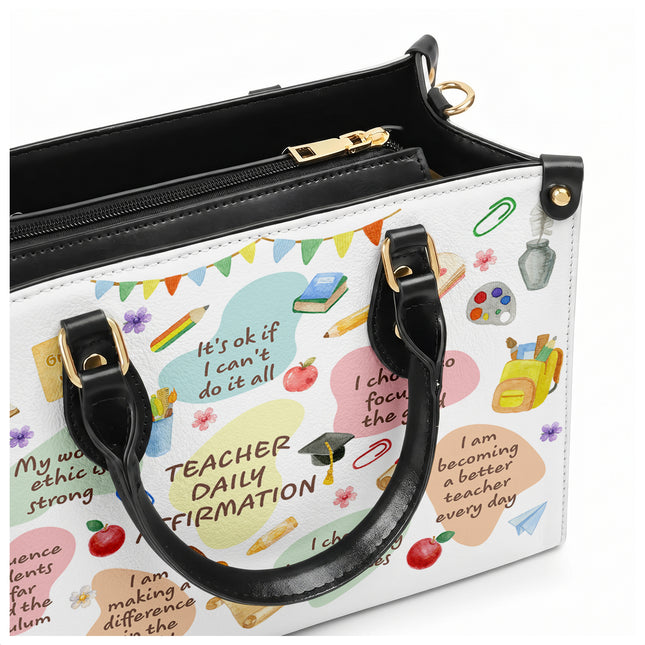 Teacher Leather Handbag Daily Affirmations Positive Quotes