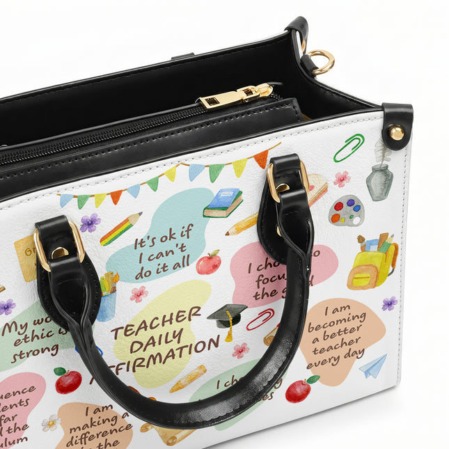 Teacher Leather Handbag Daily Affirmations Positive Quotes