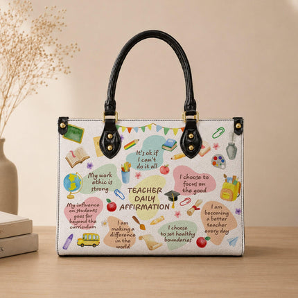 Teacher Leather Handbag Daily Affirmations Positive Quotes