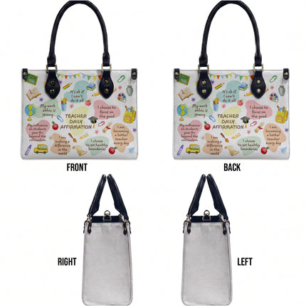 Teacher Leather Handbag Daily Affirmations Positive Quotes