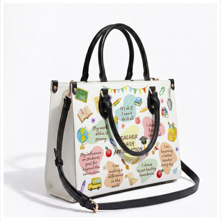 Teacher Leather Handbag Daily Affirmations Positive Quotes