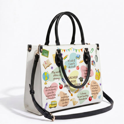 Teacher Leather Handbag Daily Affirmations Positive Quotes