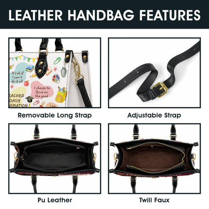 Teacher Leather Handbag Daily Affirmations Positive Quotes