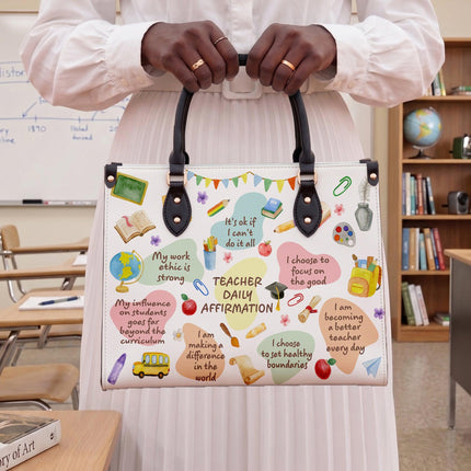 Teacher Leather Handbag Daily Affirmations Positive Quotes