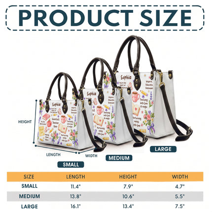 Personalized Teacher Leather Handbag Sweetest Teacher Floral