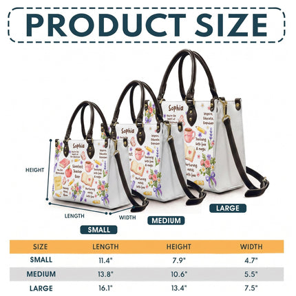 Personalized Teacher Leather Handbag Sweetest Teacher Floral