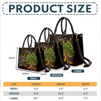 Personalized Teacher Leather Handbag Glowing Tree