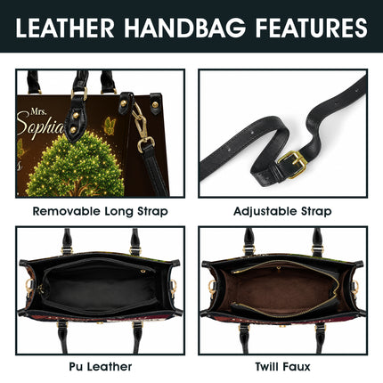 Personalized Teacher Leather Handbag Glowing Tree