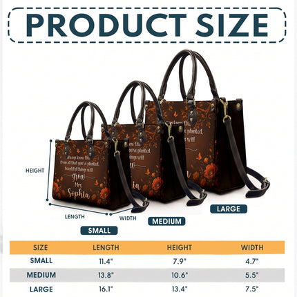 Personalized Teacher Leather Handbag Autumn Floral Planted Grow