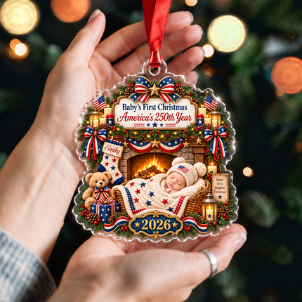 Personalized Baby First Christmas Acrylic Ornament America 250th Year 2026