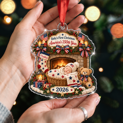 Personalized Baby First Christmas Acrylic Ornament America 250th Year 2026