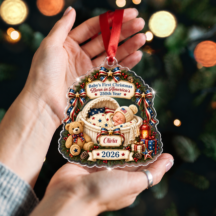 Personalized Baby First Christmas Acrylic Ornament America 250th Anniversary 2026