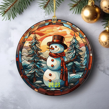 Snowman Christmas Ceramic Ornament - Charming Present
