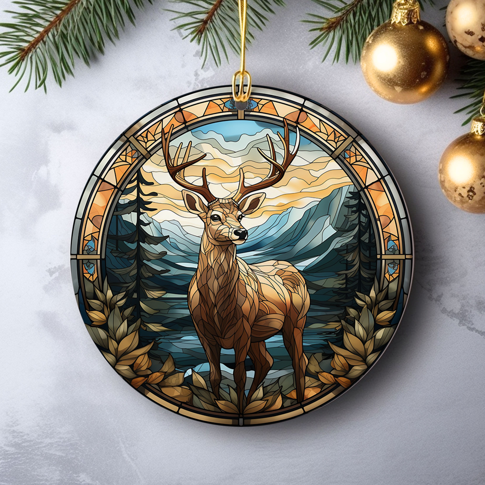 Deer Christmas Ceramic Ornament