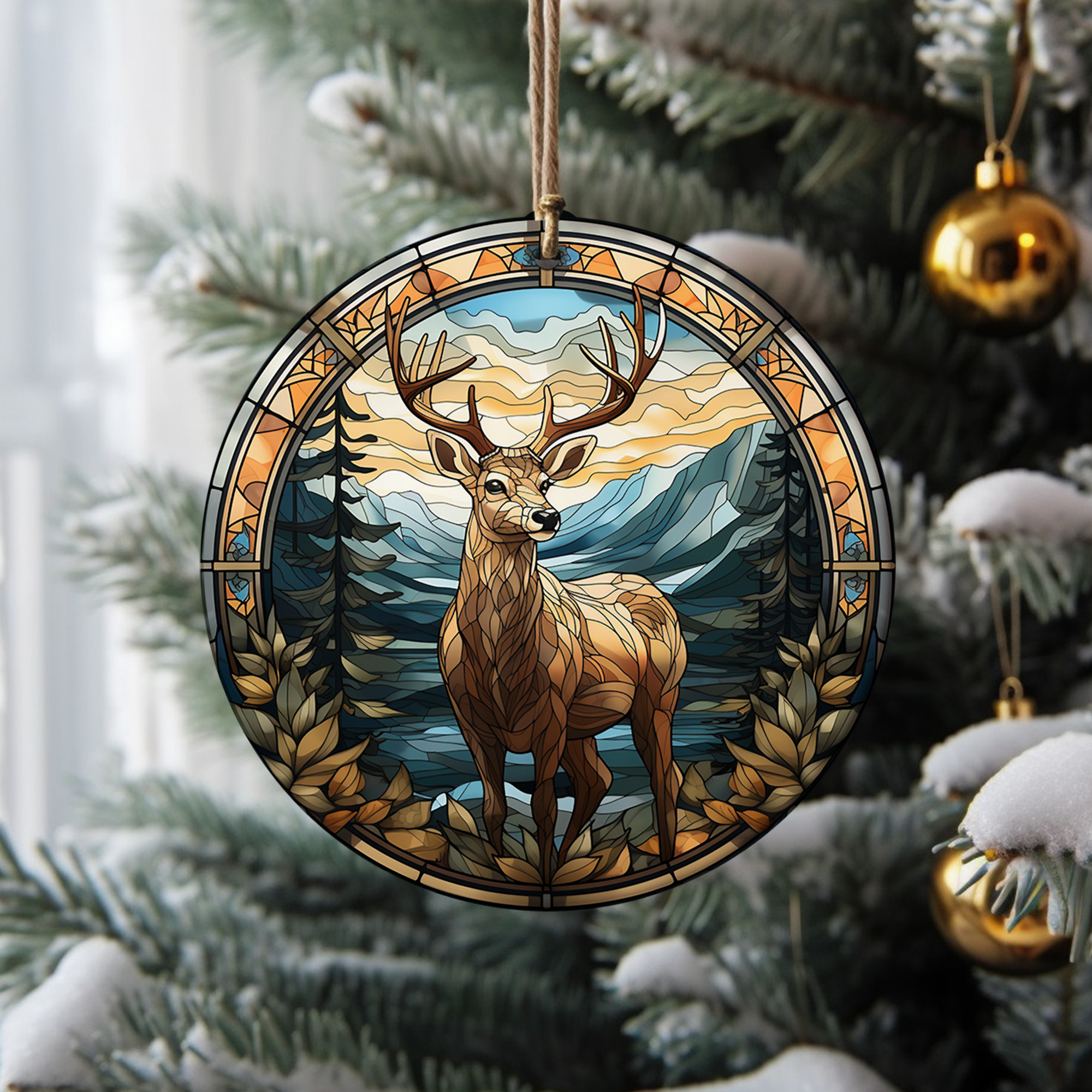Deer Christmas Ceramic Ornament