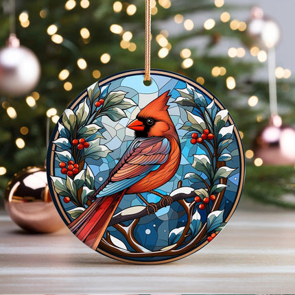 Cardinal Bird Christmas Ceramic Ornament - Charming Present