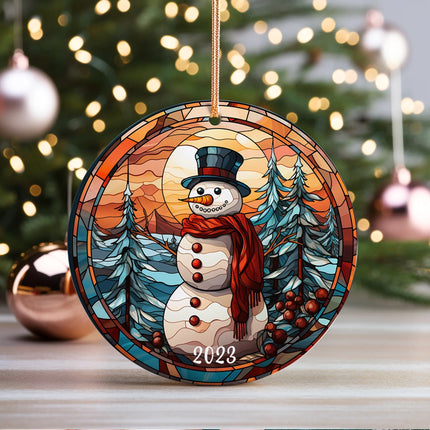 Snowman Christmas Ceramic Ornament - Charming Present