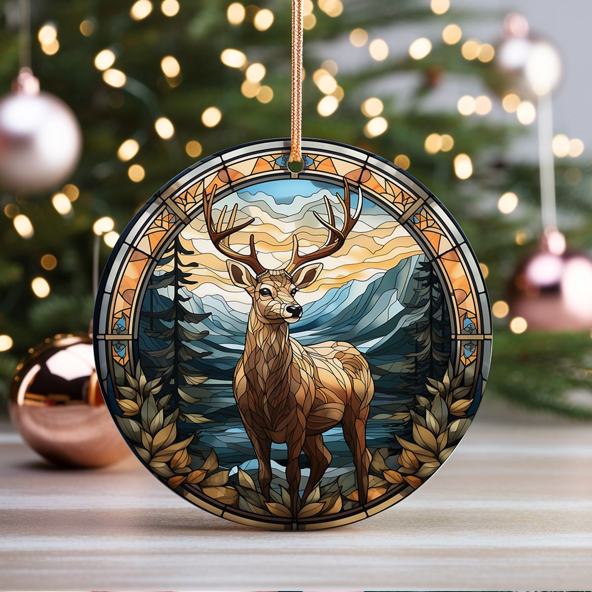 Deer Christmas Ceramic Ornament