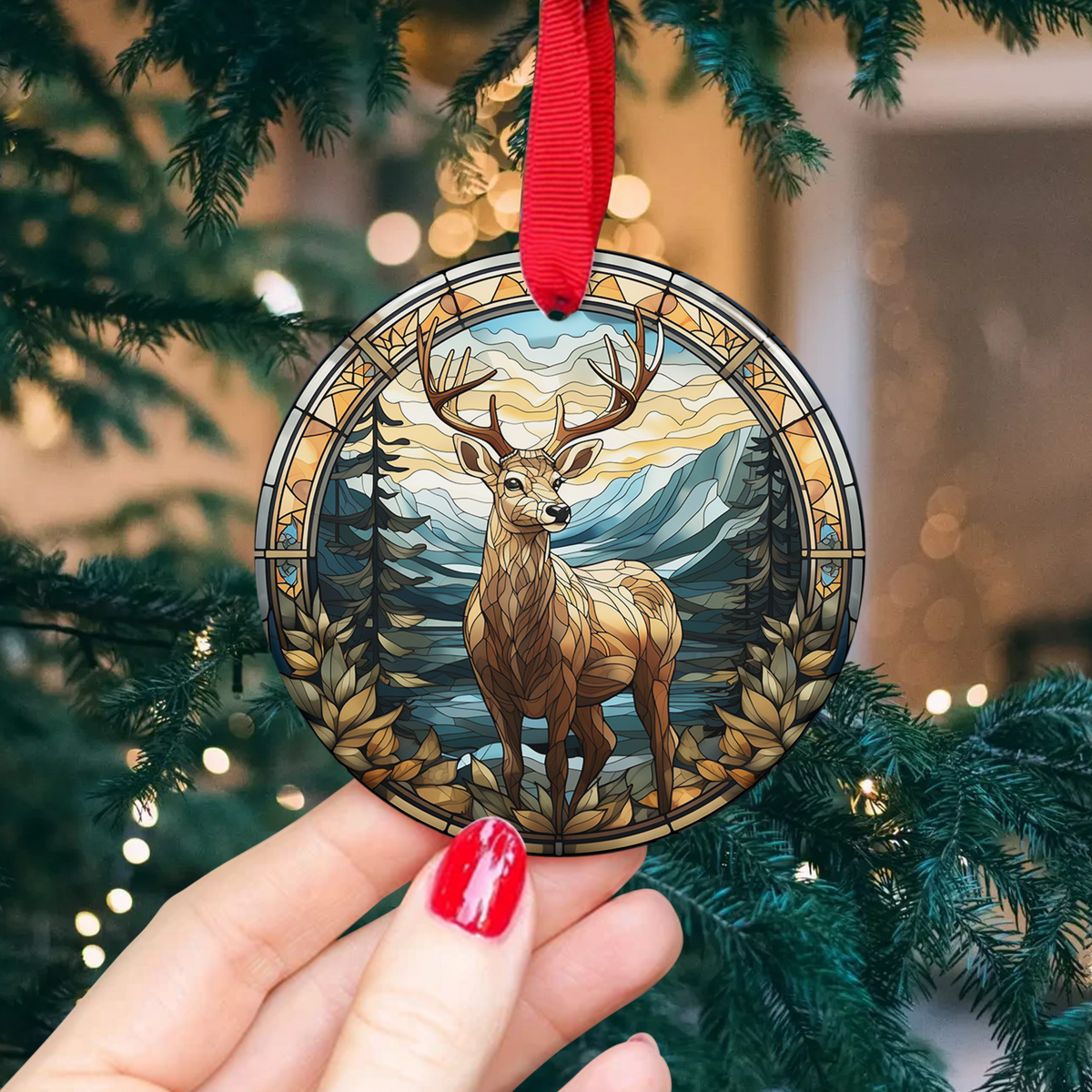 Deer Christmas Ceramic Ornament