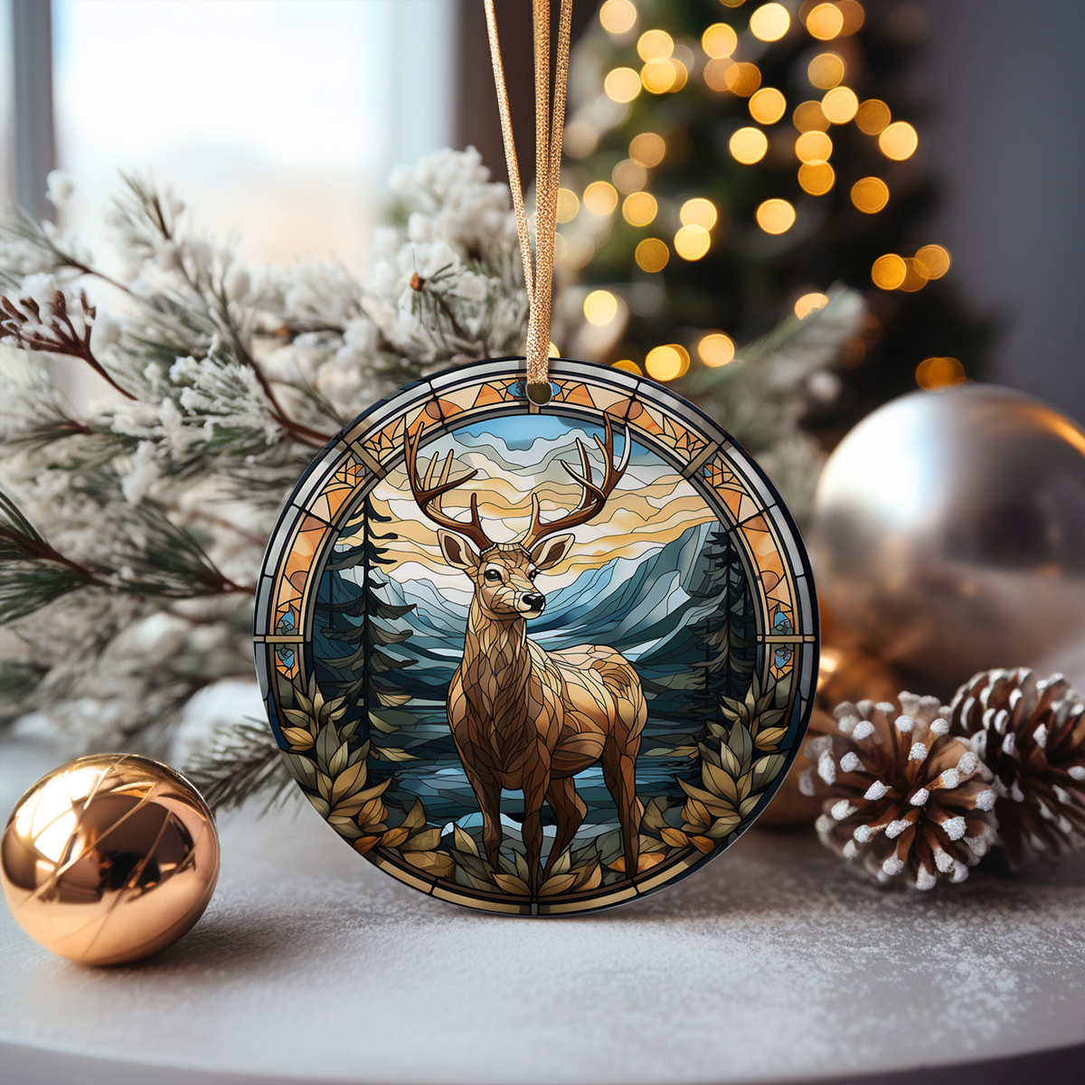 Deer Christmas Ceramic Ornament