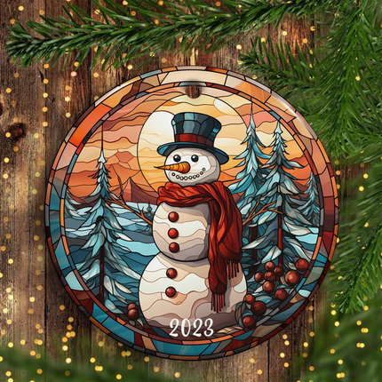 Snowman Christmas Ceramic Ornament - Charming Present