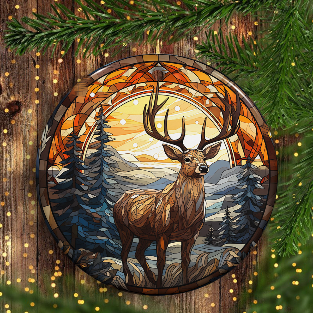 Deer Christmas Ceramic Ornament