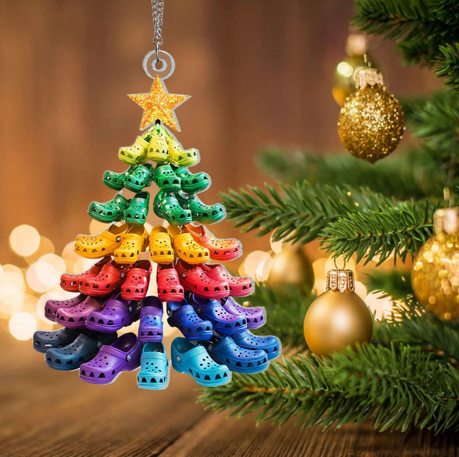 Crocin' around the Christmas Tree Window Hanging - Crocs Stack Tree ornament - Charming Present