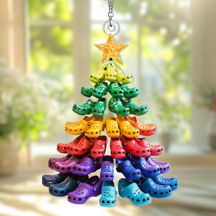 Crocin' around the Christmas Tree Window Hanging - Crocs Stack Tree ornament - Charming Present