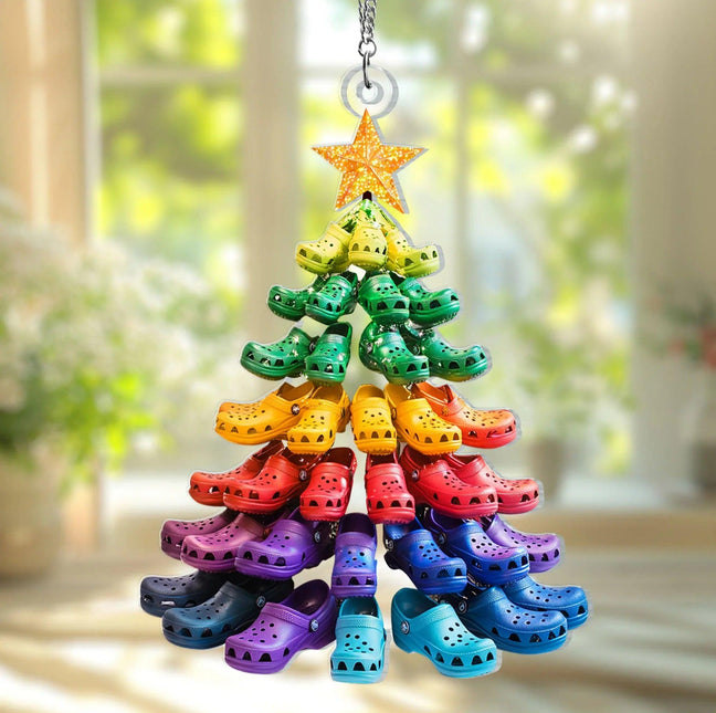 Crocin' around the Christmas Tree Window Hanging - Crocs Stack Tree ornament - Charming Present