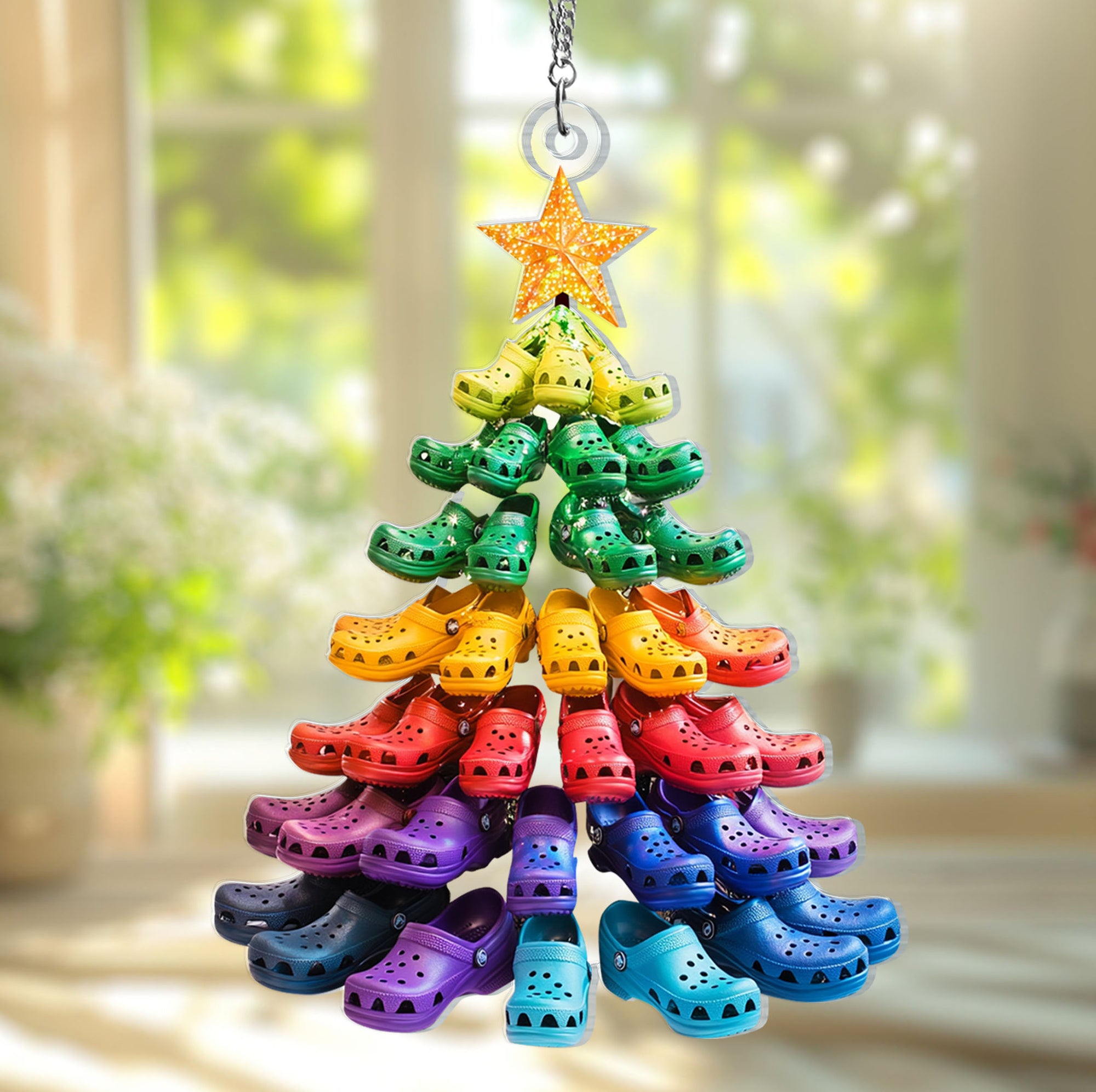 Crocin' around the Christmas Tree Window Hanging - Crocs Stack Tree ornament