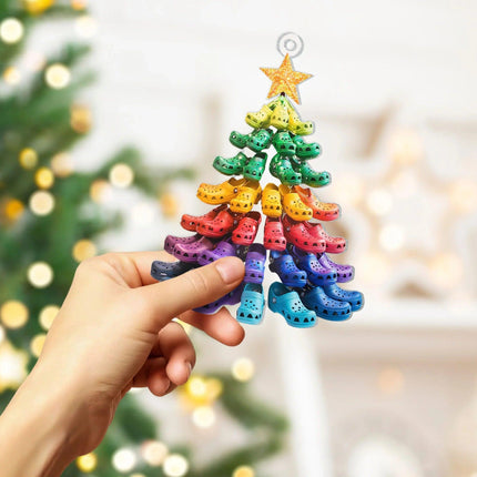 Crocin' around the Christmas Tree Window Hanging - Crocs Stack Tree ornament - Charming Present