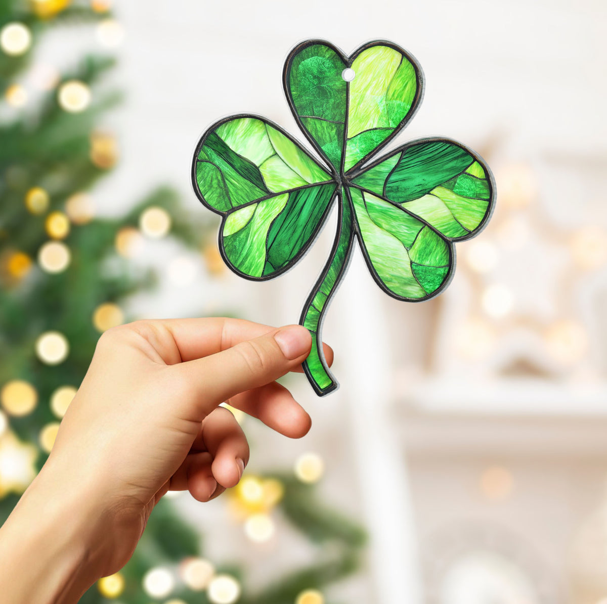 Shamrock Window Hanging Ornament - Clover Windown Hanging Sign - St Patricks Day Gift