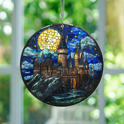 Wizard Castle Acrylic Window Hanging - Fantasy Book Reader Gift - Magical Castle Acrylic Window Hanging - Charming Present