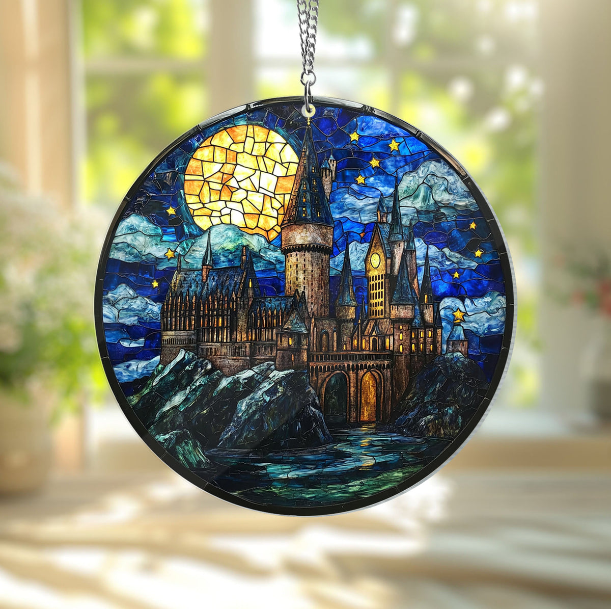 Wizard Castle Acrylic Window Hanging - Fantasy Book Reader Gift - Magical Castle Acrylic Window Hanging