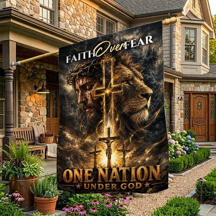 Faith Over Fear One Nation Under God Christian Flag