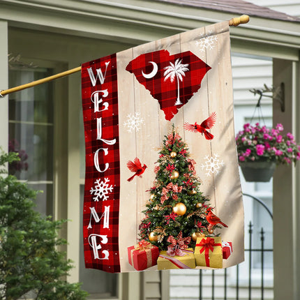 South Carolina State Xmas Flag - Merry Christmas Welcome Gift - Charming Present