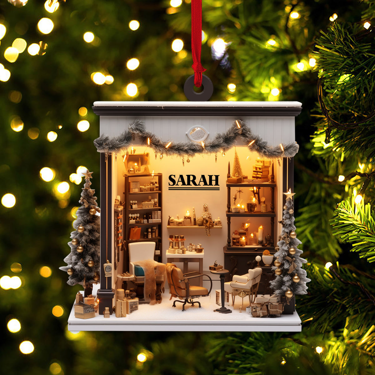 Personalized Hair Salon Acrylic Ornament, 2D Flat Acrylic Ornament Not 3D