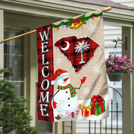 South Carolina State Merry Christmas Flag - Xmas Welcome Gift - Charming Present