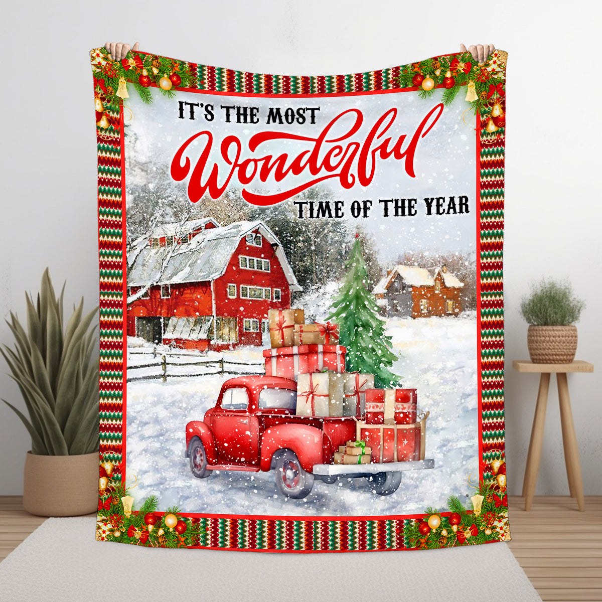 It&#39;s The Most Wonderful Time Of The Year Quilt Blanket - Merry Christmas Gift