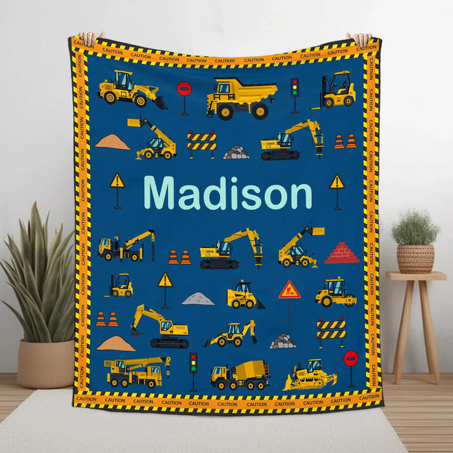 Personalized Construction Equipment Blanket - Gift For Grandson - Charming Present