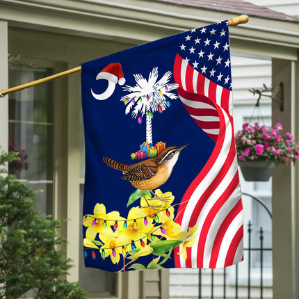 South Carolina State Xmas Flag - Merry Christmas Welcome Gift - Charming Present