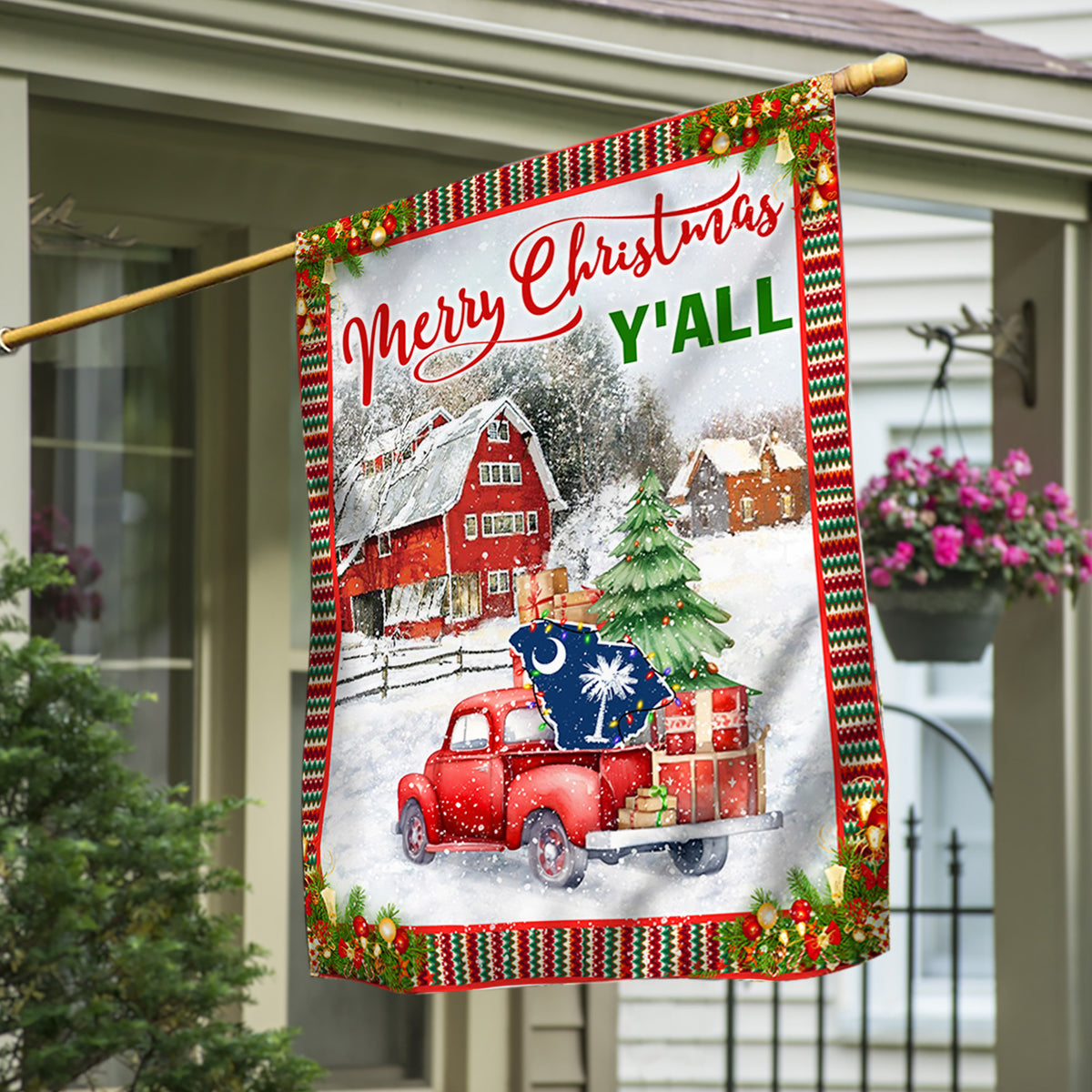 Merry Christmas Y'All South Carolina State Flag