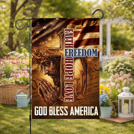 God Bless America Faith Hope Love Freedom Flag