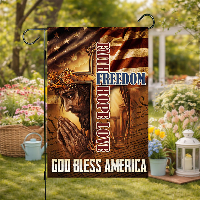 God Bless America Faith Hope Love Freedom Flag