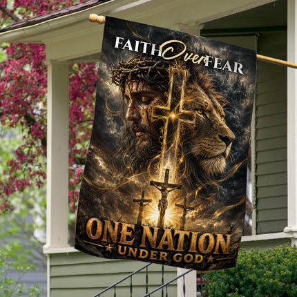 Faith Over Fear One Nation Under God Christian Flag